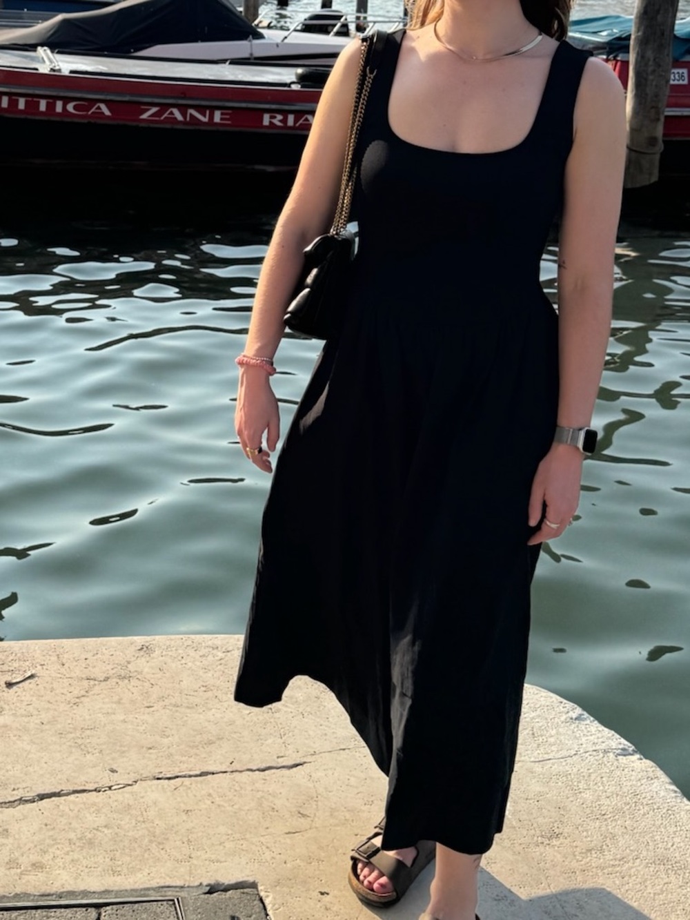 J. Crew Black Midi Sundress with Square Neck